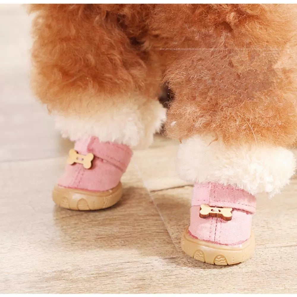 Thick Fur Pet Dog Shoes Winter Small Dog Shoes Anti-slip Warm Dog Snow Boots for Teddy Chihuahua