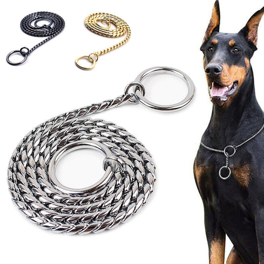 Dog Collar Snake Chain Metal Choke P Slip Chains Collars for Small Medium Large Dogs Pet Training Supplies