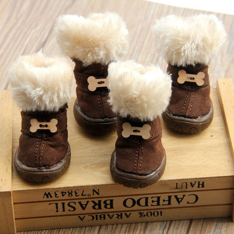 Thick Fur Pet Dog Shoes Winter Small Dog Shoes Anti-slip Warm Dog Snow Boots for Teddy Chihuahua