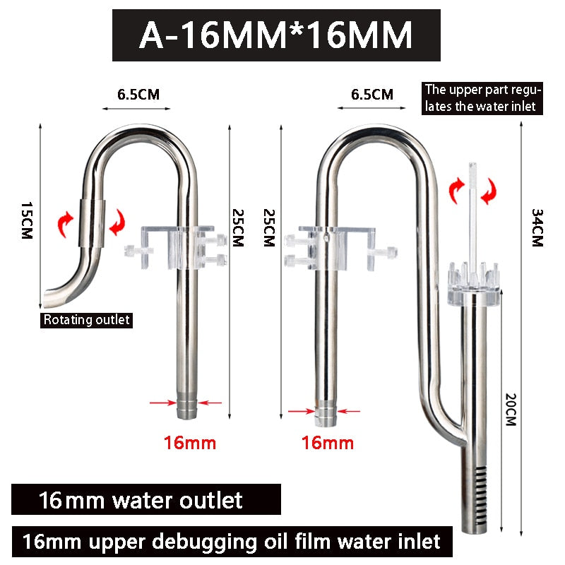 Aquarium Filter Stainless Steel External Filter Accessories Inlet and Outlet Water Remove Oil Film Lily Tube Aquarium filter