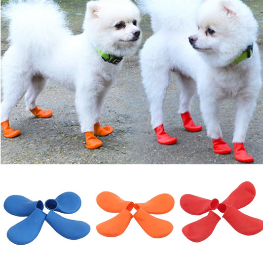 4Pcs Pet Dog Rubber Waterproof Shoe Cover