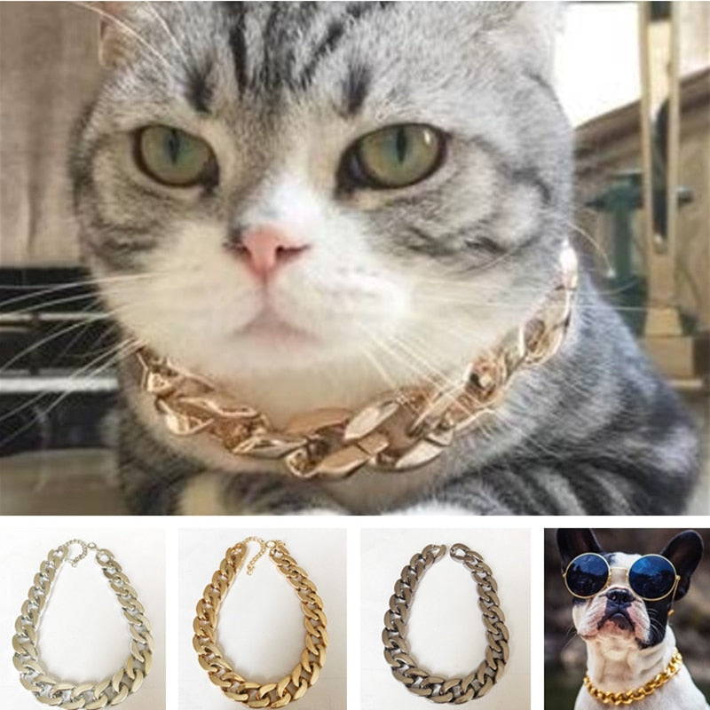 Pet Collar Dog And Cat Pet Necklace Adjustable Length  Punk Chain   PersonalizedSmall Dog Photo Props Safe Pet Supplies