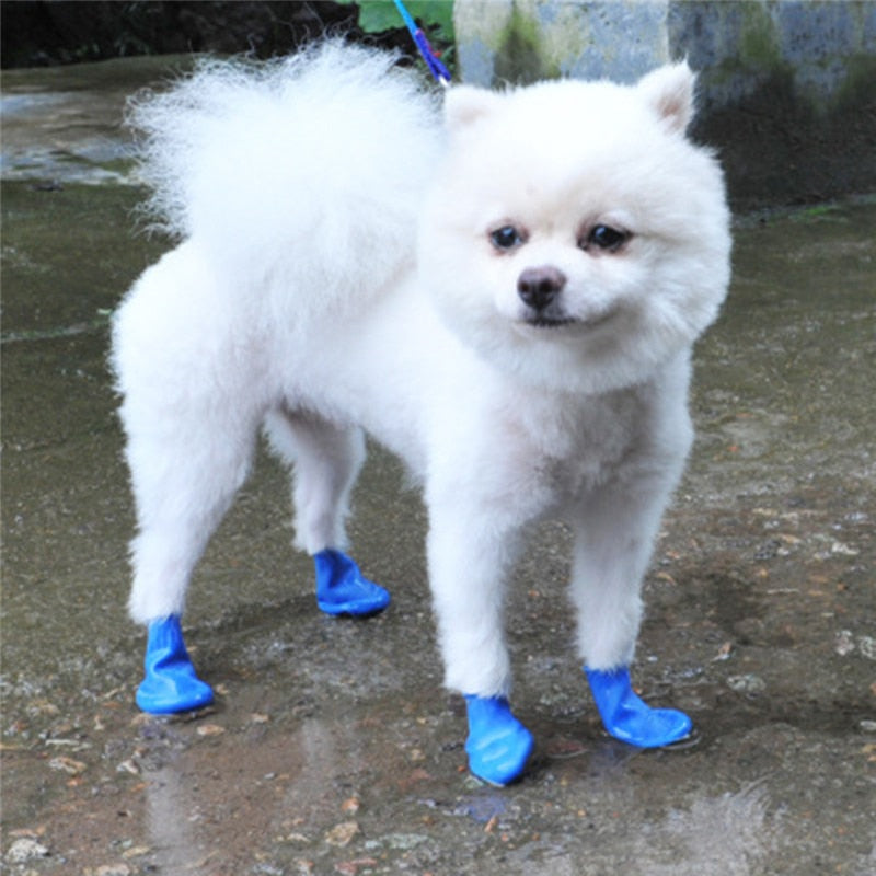 4Pcs Pet Dog Rubber Waterproof Shoe Cover