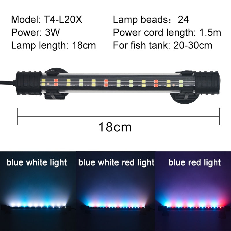 Aquarium Light LED Waterproof Fish Tank Light Underwater Fish Lamp Aquariums Decor Lighting Plant Grow Lamp 18-58CM 220-240V