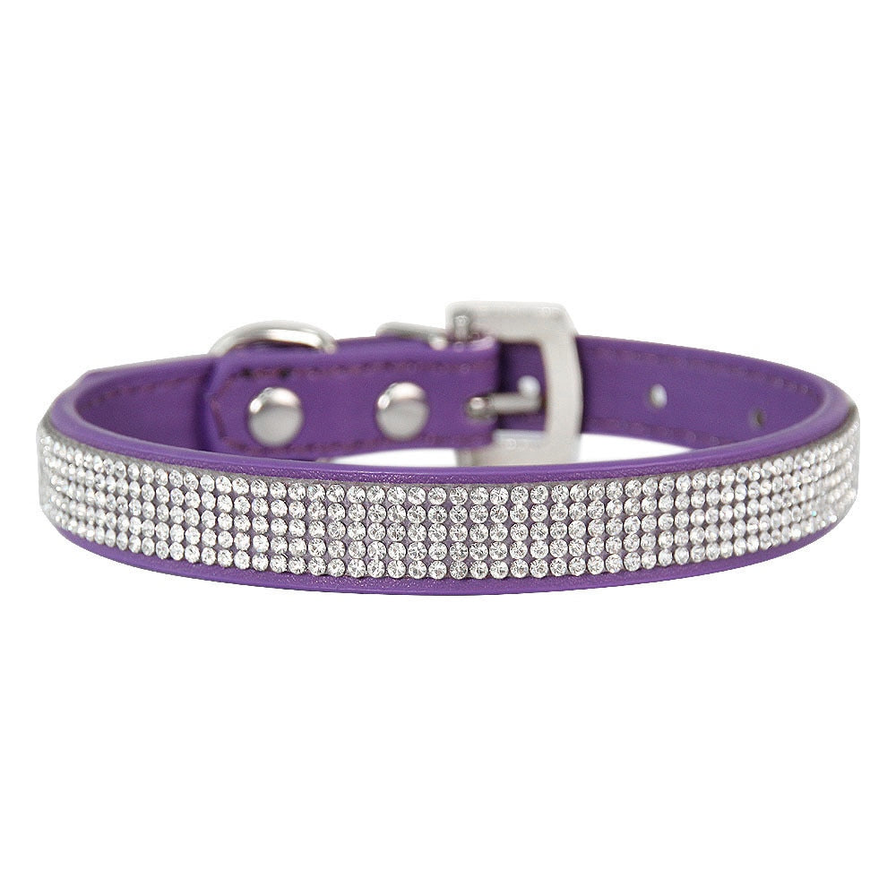 Crystal Glitter Rhinestones Pet Collar Leather Puppy Necklace Collars For Small Medium Large Dogs Cat Chihuahua Pug Accessories