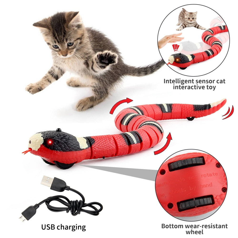 Electric Snake Creative Smart Sensing Cat Toys Interactive Toys USB Charging Teasering Toys for Cats Dogs Pet Cat Accessories