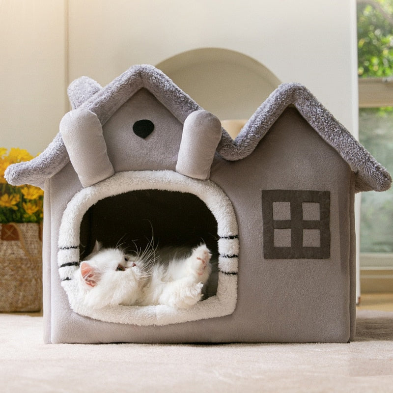 Breathable Warm Plush Pet Bed House Detachable Washable