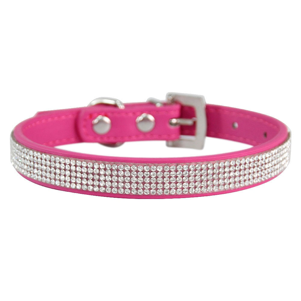 Crystal Glitter Rhinestones Pet Collar Leather Puppy Necklace Collars For Small Medium Large Dogs Cat Chihuahua Pug Accessories