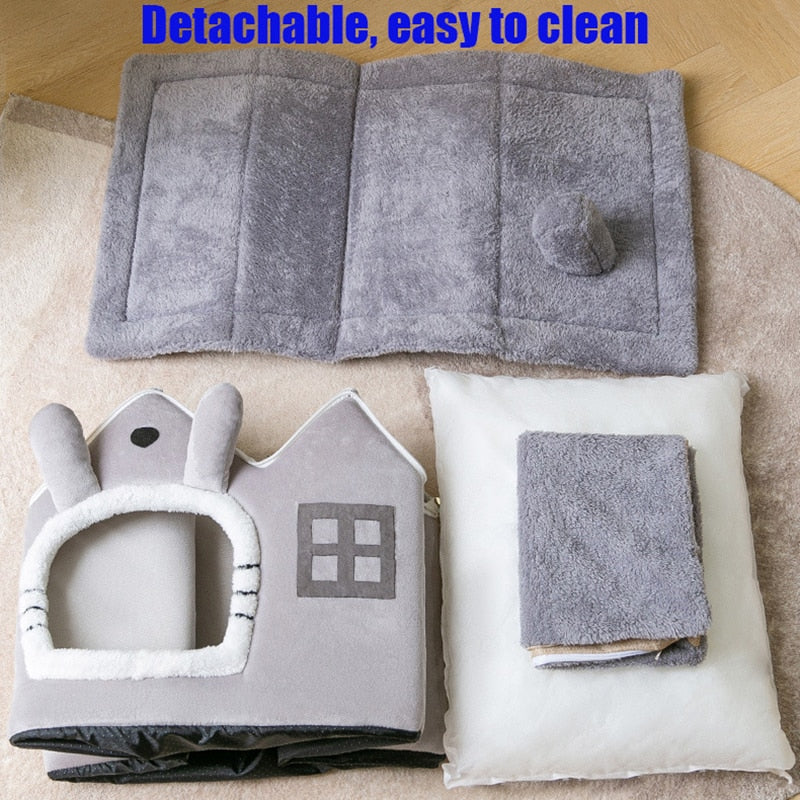 Breathable Warm Plush Pet Bed House Detachable Washable