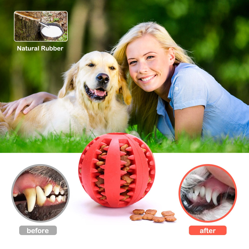 Pet Dog Toy Interactive Rubber Balls Chewing Tooth Cleaning Indestructible Dog Food Ball