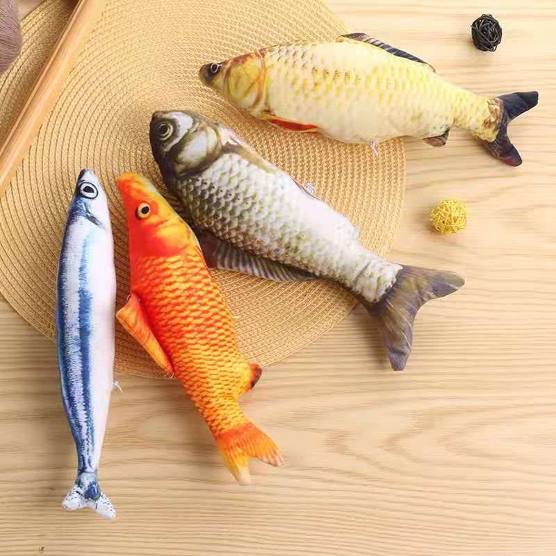 Soft plush 3D simulation cat toy fish, catnip fish-shaped anti-bite, chewing interactive training toy pet supplies