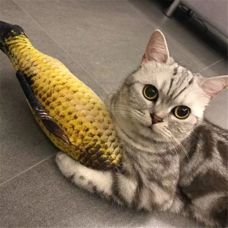 Soft plush 3D simulation cat toy fish, catnip fish-shaped anti-bite, chewing interactive training toy pet supplies