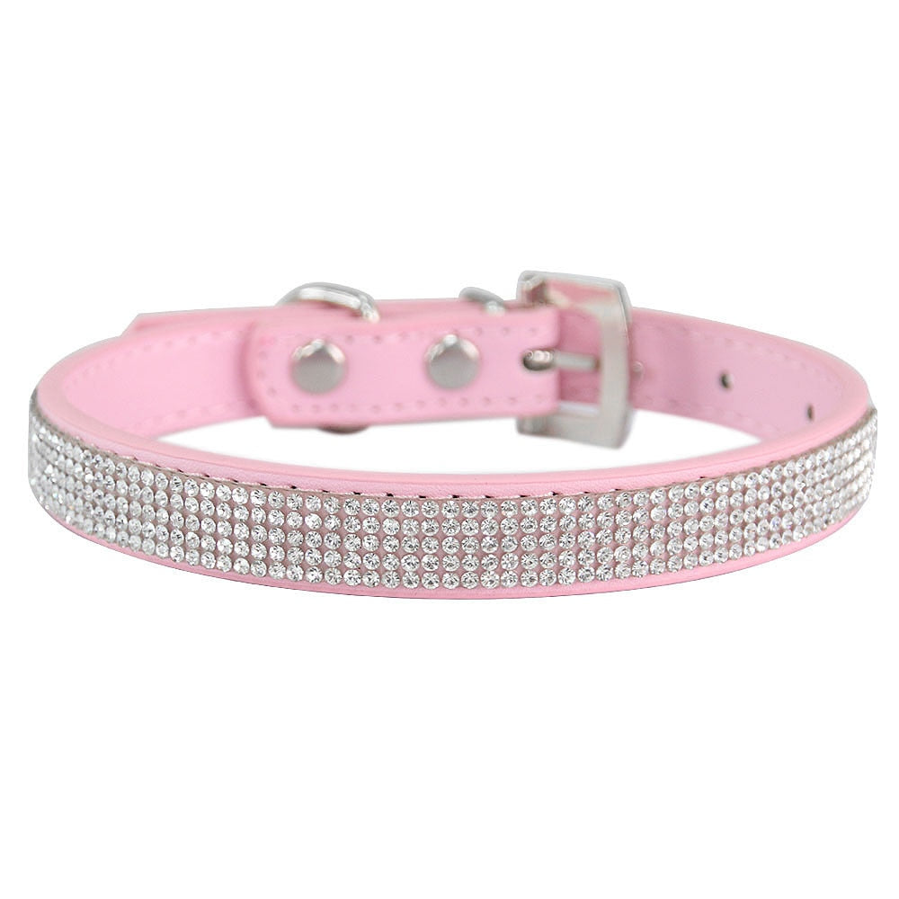 Crystal Glitter Rhinestones Pet Collar Leather Puppy Necklace Collars For Small Medium Large Dogs Cat Chihuahua Pug Accessories