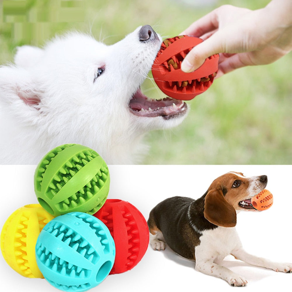 Pet Dog Toy Interactive Rubber Balls Chewing Tooth Cleaning Indestructible Dog Food Ball