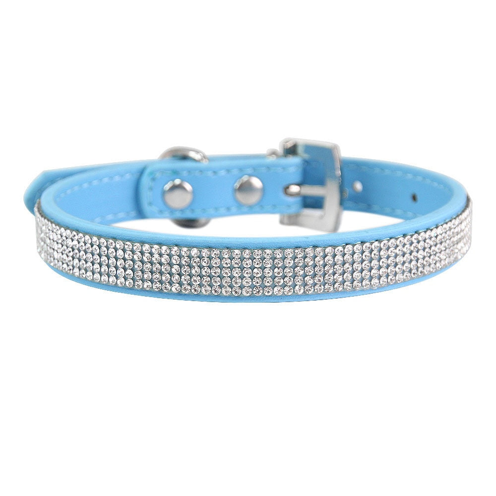 Crystal Glitter Rhinestones Pet Collar Leather Puppy Necklace Collars For Small Medium Large Dogs Cat Chihuahua Pug Accessories