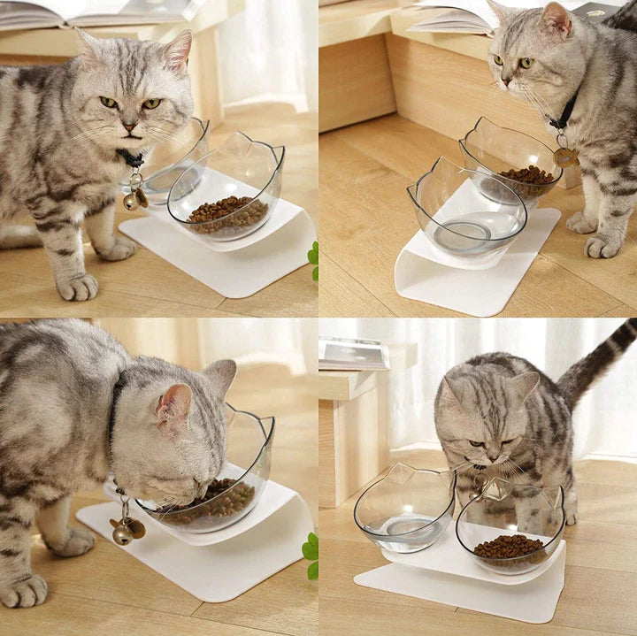 NON-SLIP, ELEVATED DOUBLE PET FOOD BOWLS