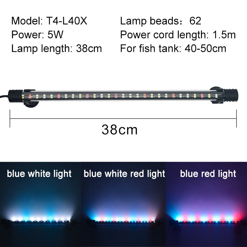 Aquarium Light LED Waterproof Fish Tank Light Underwater Fish Lamp Aquariums Decor Lighting Plant Grow Lamp 18-58CM 220-240V