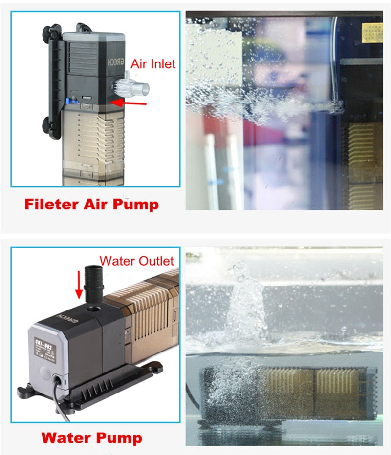 Aquarium Filter Pump Super 4 In 1 Fish Tank Submersible Air Oxygen Internal Pump CHJ502/CHJ602/CHJ902/CHJ1502 Water Pump