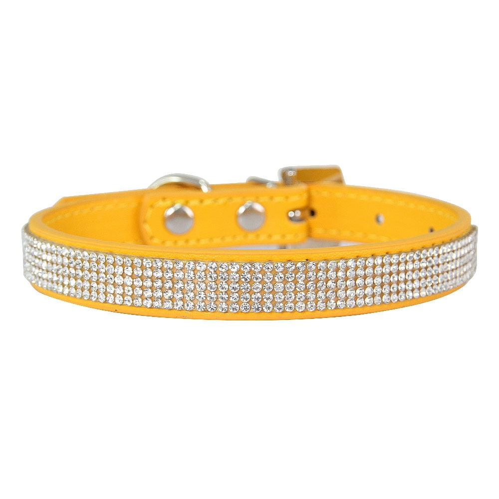 Crystal Glitter Rhinestones Pet Collar Leather Puppy Necklace Collars For Small Medium Large Dogs Cat Chihuahua Pug Accessories